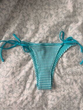 NWT Aerie Turquoise White Striped Tie-Side Bikini Bottom